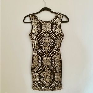 Gold Sequined Bodycon Dress